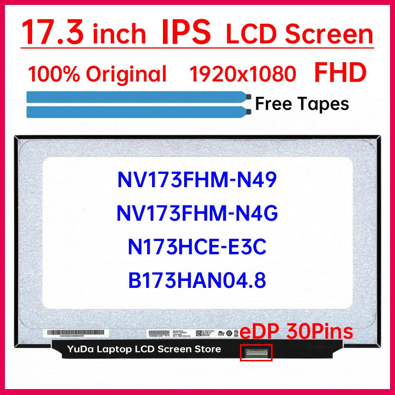 17.3 "แล็ปท็อปหน้าจอ LCD NV173FHM-N49 NV173FHM-N4G B173HAN04.8 N173HCE-E3C จอแสดงผล Matrix แผงเปลี่ย