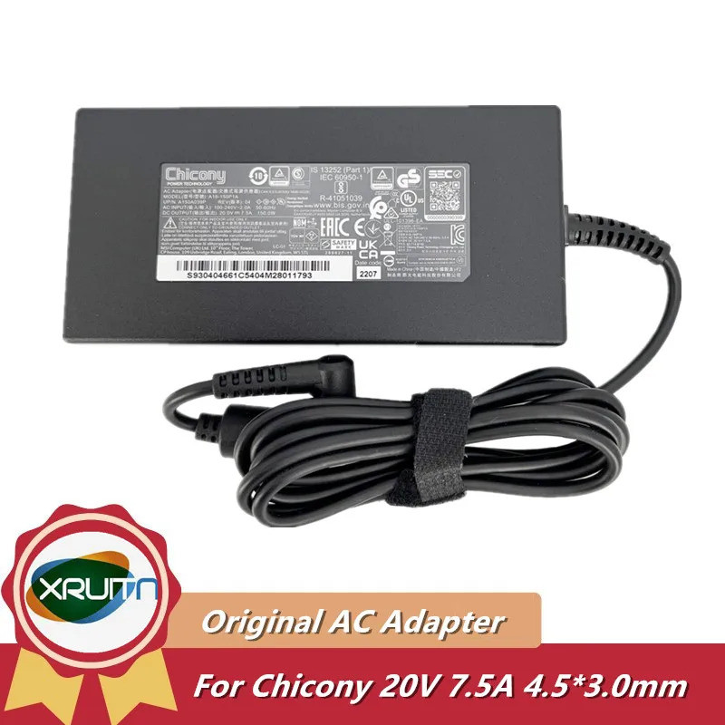 Chicony 20V 7.5A 150W อะแดปเตอร์ AC A18-150P1A สําหรับ MSI Crosshair 15 A11UCK-264 Katana GF76 11UD 
