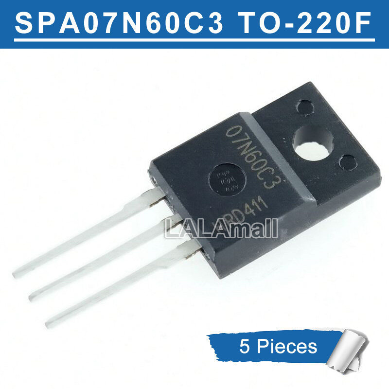 5pcs 07N60C3 TO-220F SPA07N60C3 07N60 TO220F 7A/650V MOSFET ทรานซิสเตอร์ใหม่เดิม
