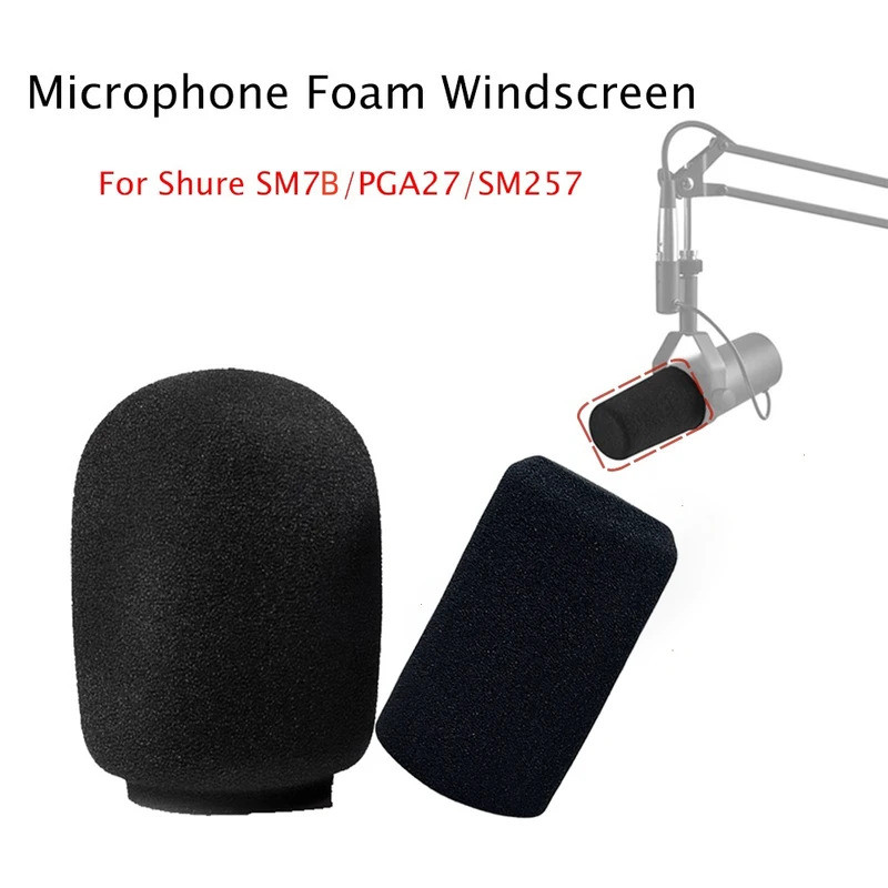 2PCS กระจกสําหรับ Shure SM7B,ไมโครโฟน Pop Filter Cover,Mic โฟมฝาครอบเปลี่ยนลดเสียงรบกวนสําหรับ SM7B 