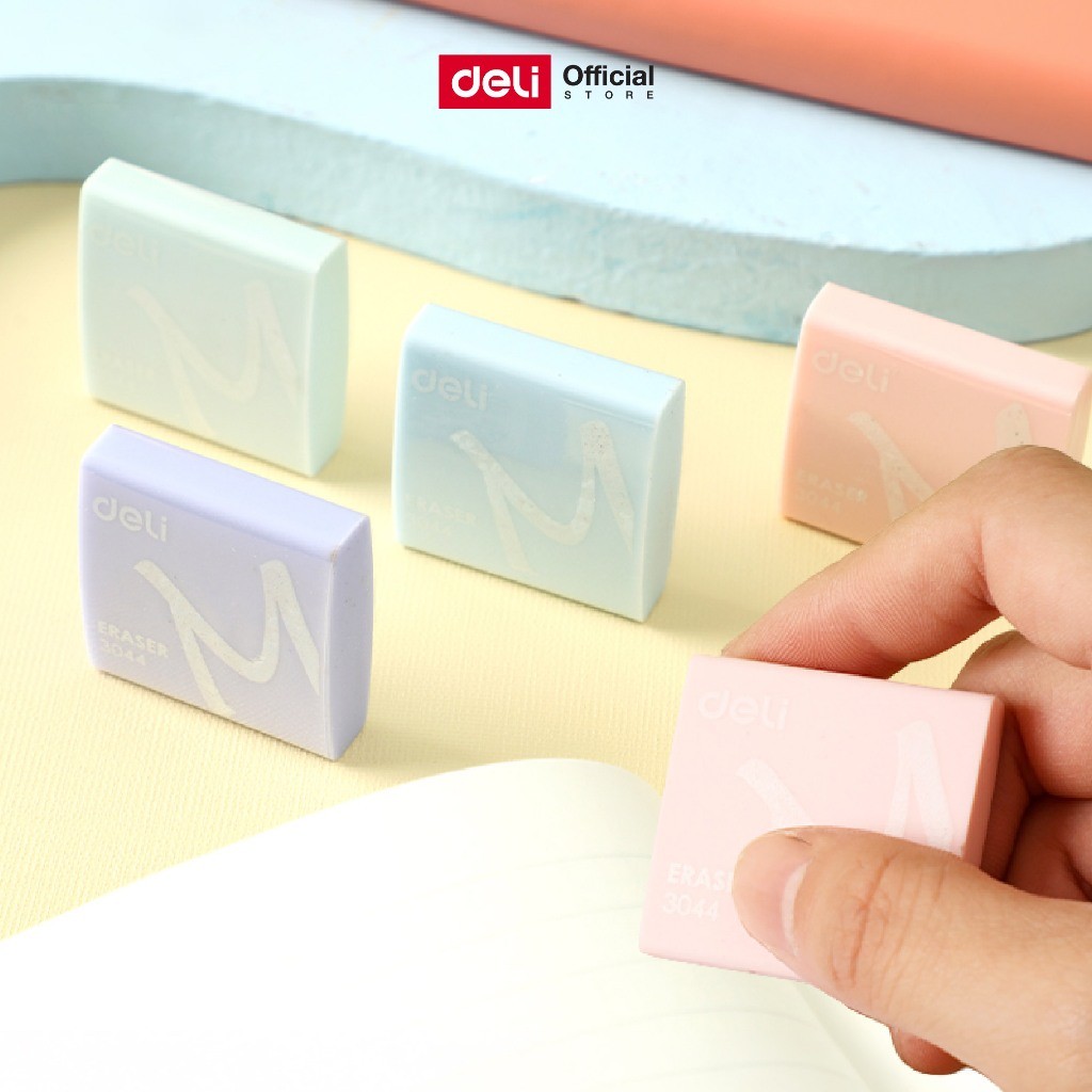 ยางลบมาการอง Deli รุ่น 3044 ลบสะอาด ไม่เป็นขุย สีน่ารัก (คละสี/จำหน่าย 1 ก้อน)