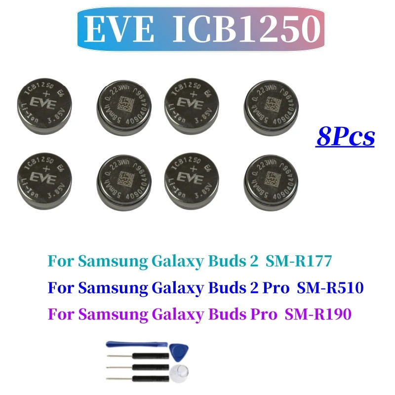 8 ชิ้น/ล็อต ICB1250 แบตเตอรี่สําหรับ Samsung Galaxy Buds Pro SM-R190/Buds 2 SM-R177/Buds 2 Pro SM-R5