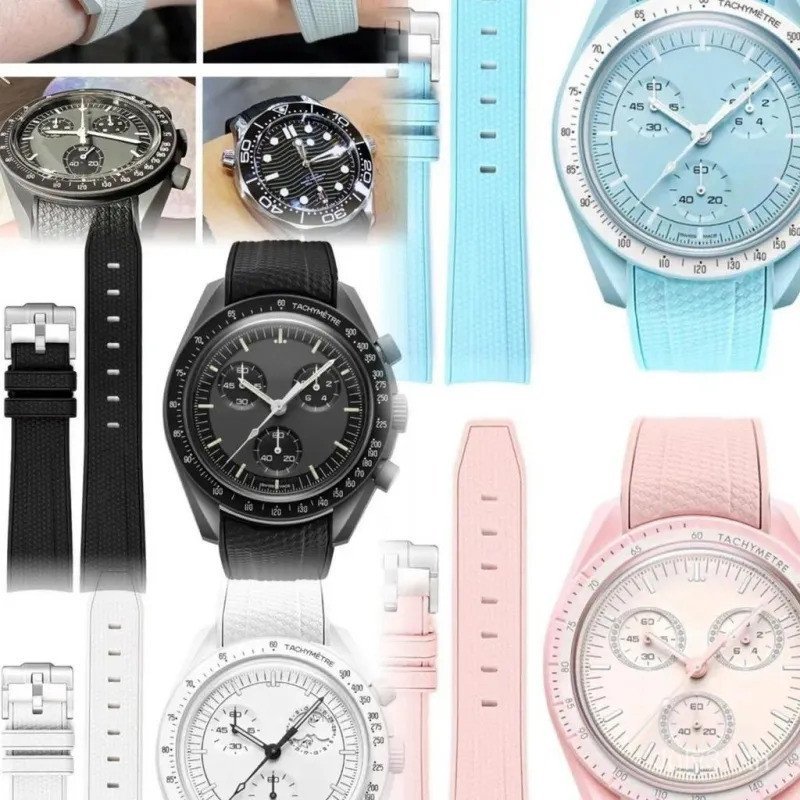 สายนาฬิกาซิลิโคนทอโค้งสําหรับ Omg Seamaster 300 นุ่มทนทานกันน้ํา Quick-dry นาฬิกาสร้อยข้อมือสําหรับผู้ชายผู้หญิงฤดูร้อนกลางแจ้ง 20 มม.