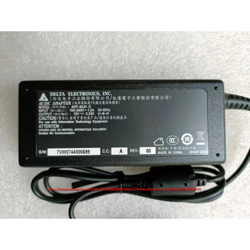 ของแท้ Delta ADP-40JH D 12V 3.33A AC/DC Adapter Charger สําหรับ Dell S2419H S2719H Monitor แหล่งจ่าย
