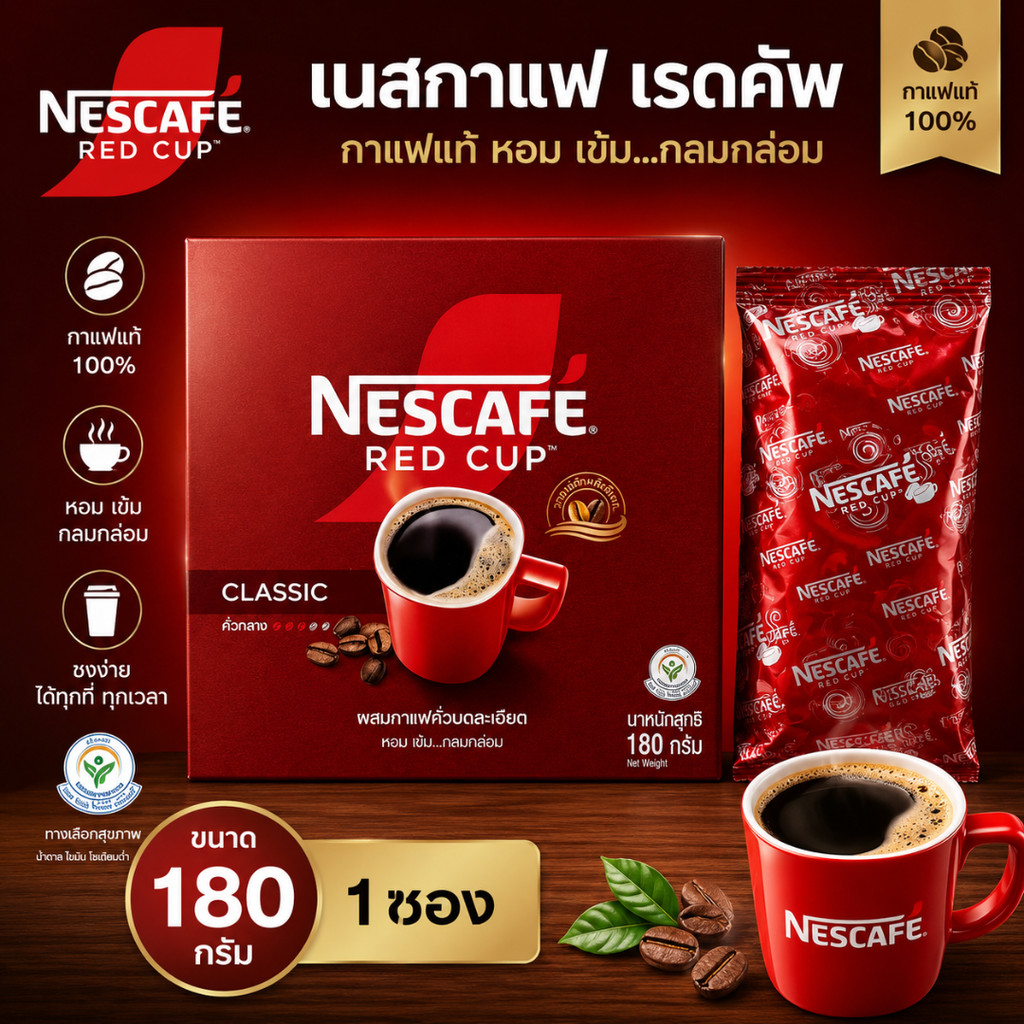 เนสกาแฟ เรดคัพ ขนาด 180 กรัม ( 1 ซอง)