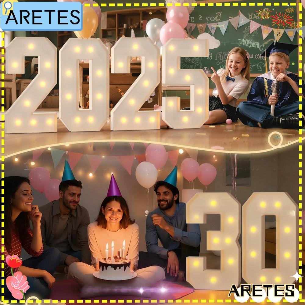ARTEES LED Light Balloon, 0-9 Numbers ตัวเลขยักษ์วันเกิดรูป, ตัวเลขเบา 70 ซม. สไตล์ Marquee LED Lighted Number บอลลูนตกแต่งวันเกิด