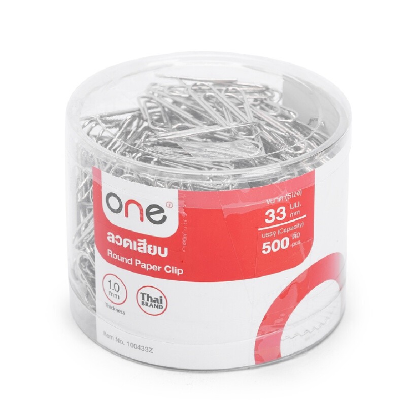 ลวดเสียบกระดาษกลม 33มม. เงิน ONE 100433Z