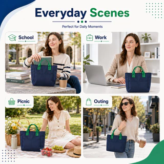 NOKR กระเป๋าใส่อาหารกลางวัน เก็บอุณหภูมิได้ดี ดีไซน์หนาพิเศษกันน้ำ สำหรับคนทำงาน นักเรียน นักศึกษา