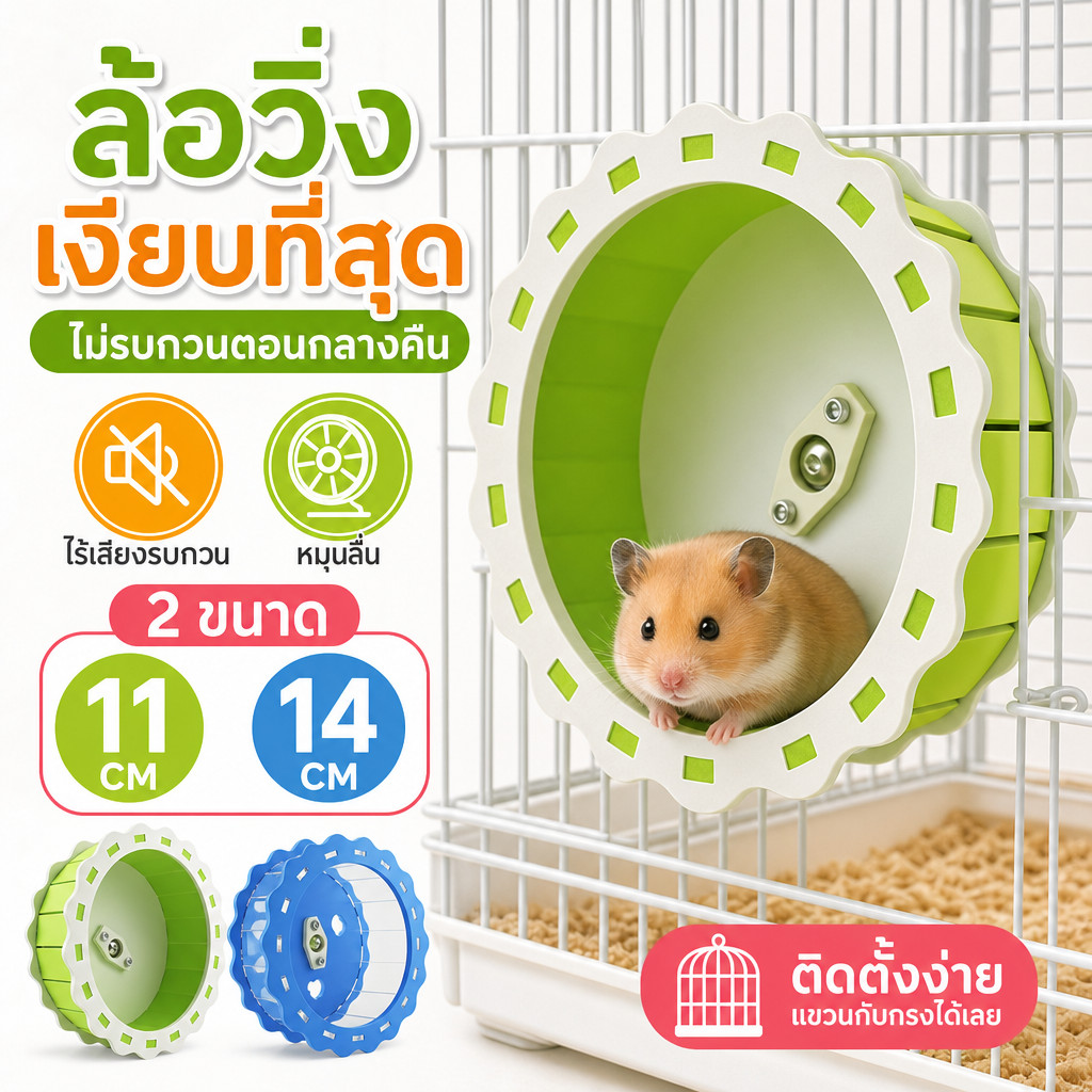 วงล้อออกกำลังกายสัตว์เล็ก แบบติดกรง สำหรับแฮมสเตอร์