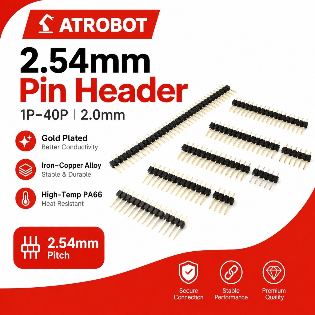 Pin Header 2.54mm/2.0mm ตัวต่อขาต่อทองเหลืองเคลือบทอง 2P-40P แบบตรง/90° สำหรับ Arduino PCB