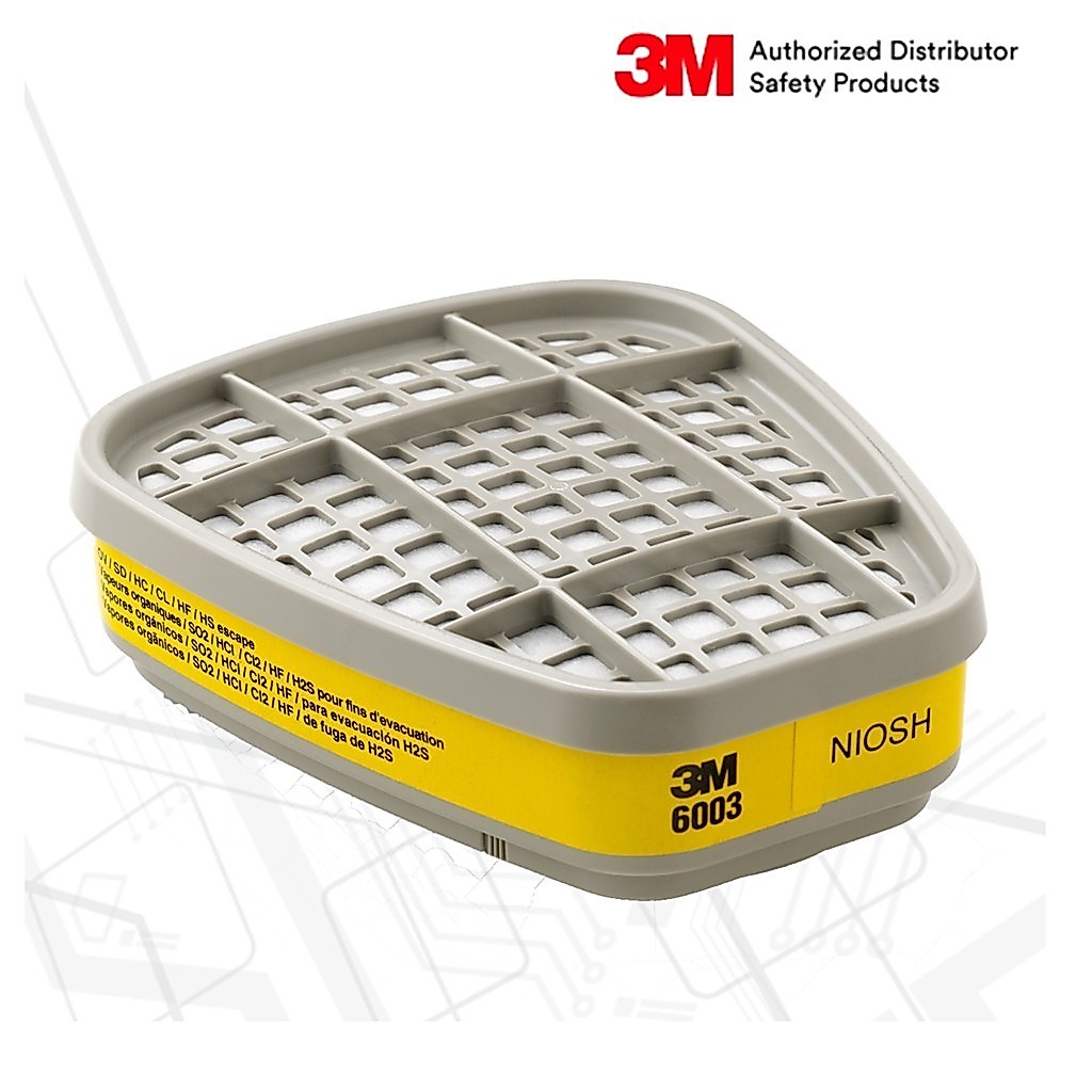 3M™ 6003 ตลับกรองไอระเหยสารตัวทำละลาย และไอกรด (1 ห่อ มี 2 ชิ้น)