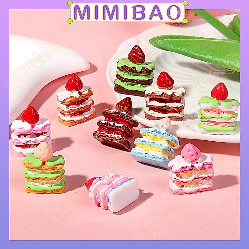 ของเล่นอาหารจําลองเค้กนาโปเลียนสามมิติเค้กสตรอเบอร์รี่หลาย