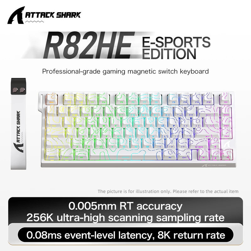 ATTACK SHARK R82 HE คีย์บอร์ดแม่เหล็ก 75% 8000Hz Rapid Trigger RGB เกมแบบมีสาย
