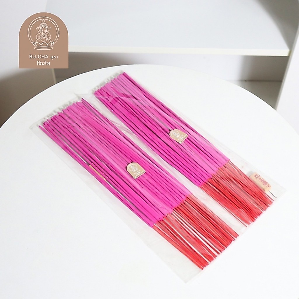 BC08-2 ธูปหอมสีชมพู 32 ซม. 100กรัม (แถมฟรีธูปตัวเลข1ชิ้น ) M9-1