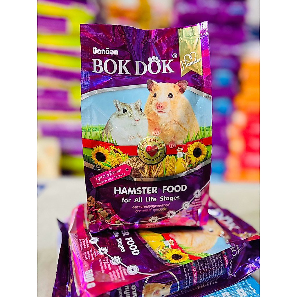 อาหารหนูแฮมสเตอร์บ๊อกด๊อก BOKDOK Hamster food ทุกสายพันธุ์ ทุกช่วงวัย  สูตรธัญพืชรวม 500 g.
