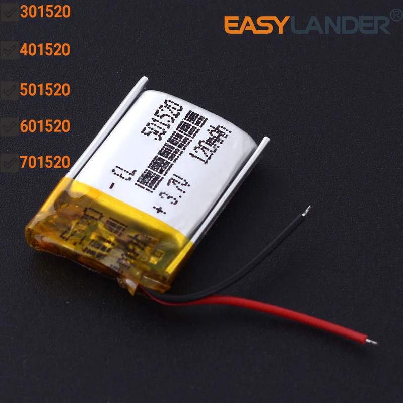 301520 70มะห์ 401520 90มะห์ 501520 120มะห์ 601520 701520 3.7V 150mAh แบตเตอรี่ลิเธียมโพลิเมอร์ LiPo