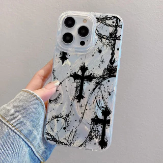 Cool Dark Gothic Cross Markเคสโทรศัพท์สําหรับVIVO V70 FE V60 V50 Lite Y03 Y04 Y29S Y29 Y39 V29 Y36 Y17S Y19S V30E Y20 Y21 Y33S Y21S Y21S Y17S Y17S Hardเลเซอร์Feather