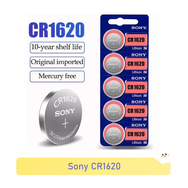 Original Sony CR1620 CR 1620 เซลล์ปุ่ม 3V แบตเตอรี่ลิเธียม ECR1620 DL1620 สําหรับกุญแจรีโมทรถยนต์นาฬ