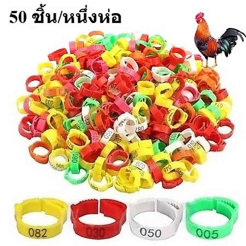 50ชิ้น ห่วงขาไก่ ห่วงขาไก่ชน ใช้ซ้ําได้ ห่วงข้อเท้าไก่ แหวนไส่เท้าไก่ อุปกรณ์ไก่ชน