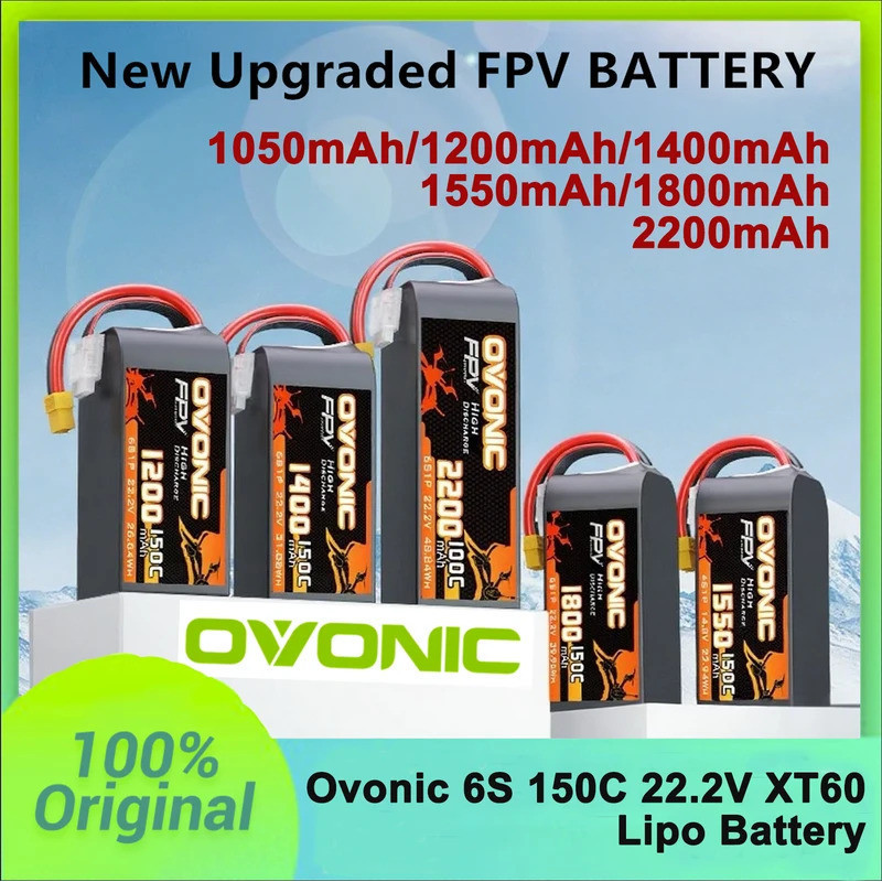 OVONIC 6S อัปเดต 1050mAh 1200mAh 1400mAh 1550mAh 1800mAh 2200mAh แบตเตอรี่ Lipo สําหรับ RC FPV เครื่