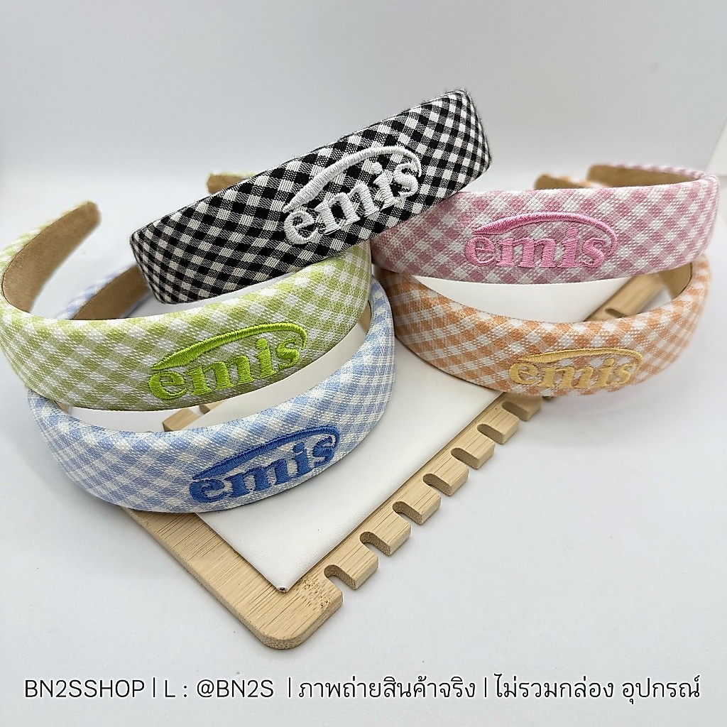 Emis Check Hairband ที่คาดผมอีมีสลายตารางสก๊อต สีพาสเทล เเบรนด์ดังจากเกาหลี นำมาพร้อมเสริฟในไทย ส่งด่วย พร้อมส่ง