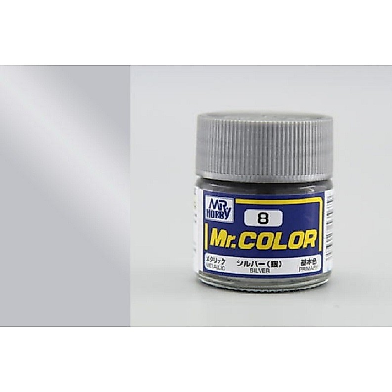 GSI Creos Mr Color Mr Hobby C8 Silver สีโมเดลแลคเกอร์ Gundam Gunpla Acrylic Lacquer Paint 10ml
