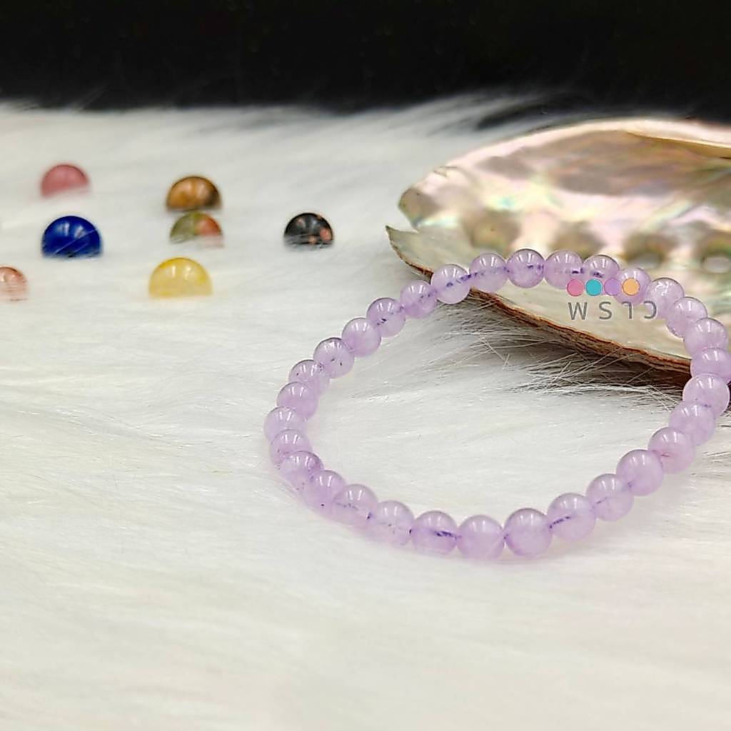 “พราว” สร้อยข้อมือ หินลาเวนเดอร์ อเมทิสต์ (Lavender Amethyst) 💜💜 หินแห่งการบำบัด ขนาดหิน 6 มิล