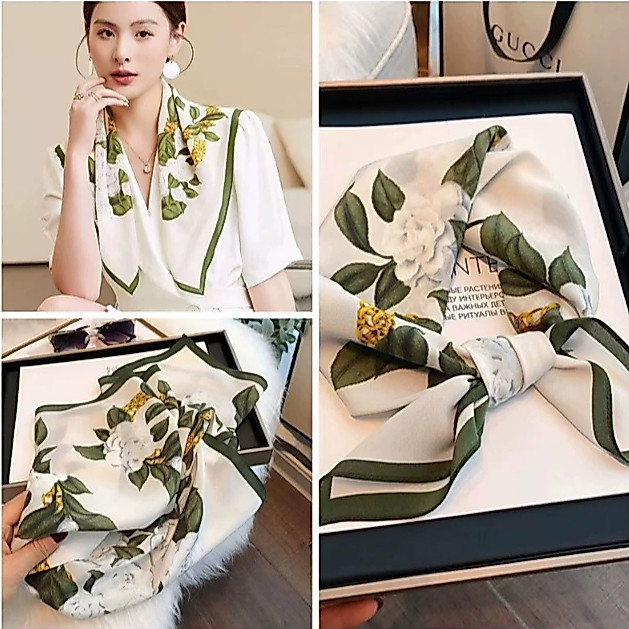 Square Badana Turban 70 ซม. ผ้าห่อคอห่อผมกระเป๋าเป็นชุดเดินทาง