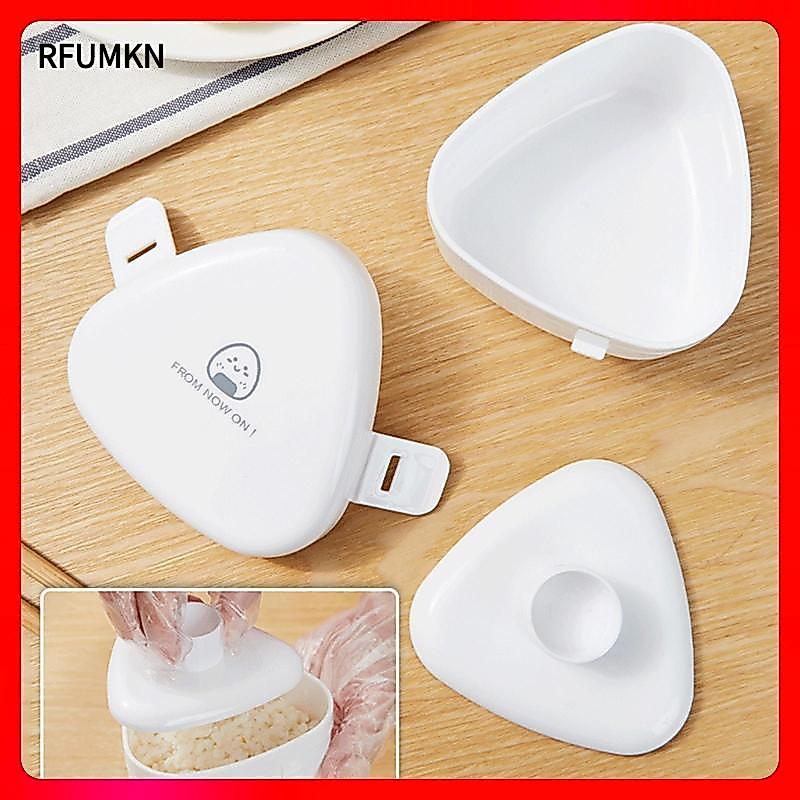 [rfumkn] กล่องใส่ข้าวปั้นสามเหลี่ยมแบบพกพา Bento Box Onigiri Press ภาชนะ PP เกรดอาหารสําหรับโรงเรียนปิคนิค
