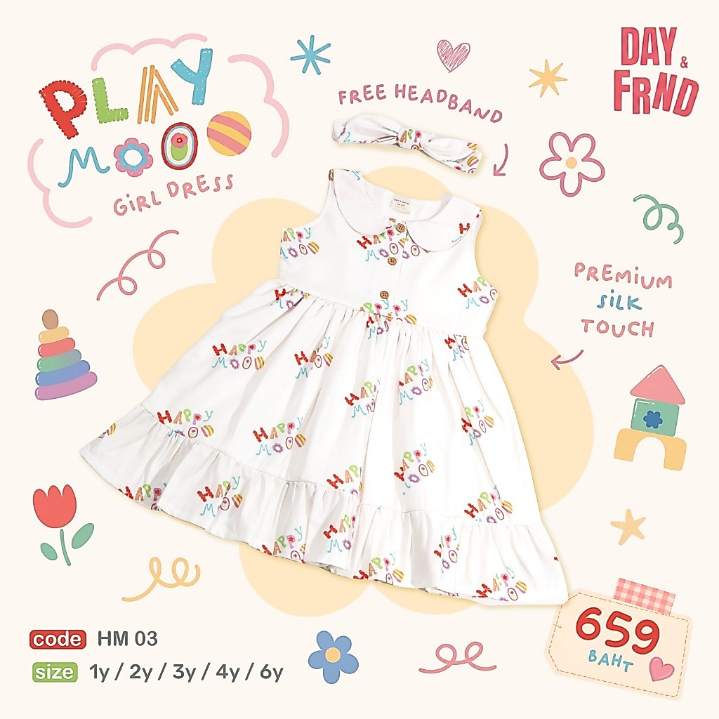 (พร้อมส่ง) Play Mood Girl Dress HM03B