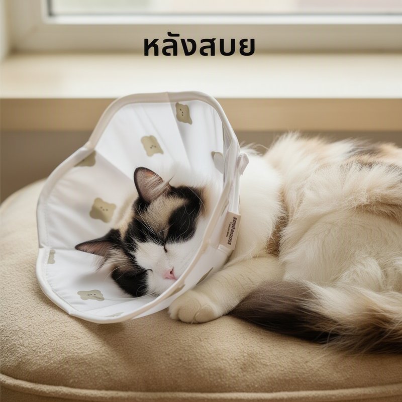ปลอกคอกันเลียแมว สุนัข คอเอลิซาเบธ หลังผ่าตัด ทำหมัน รูปที่ 3