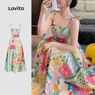 Lovito Boho Dress for Woman Tie Front Spring/summer Dress L171ED467