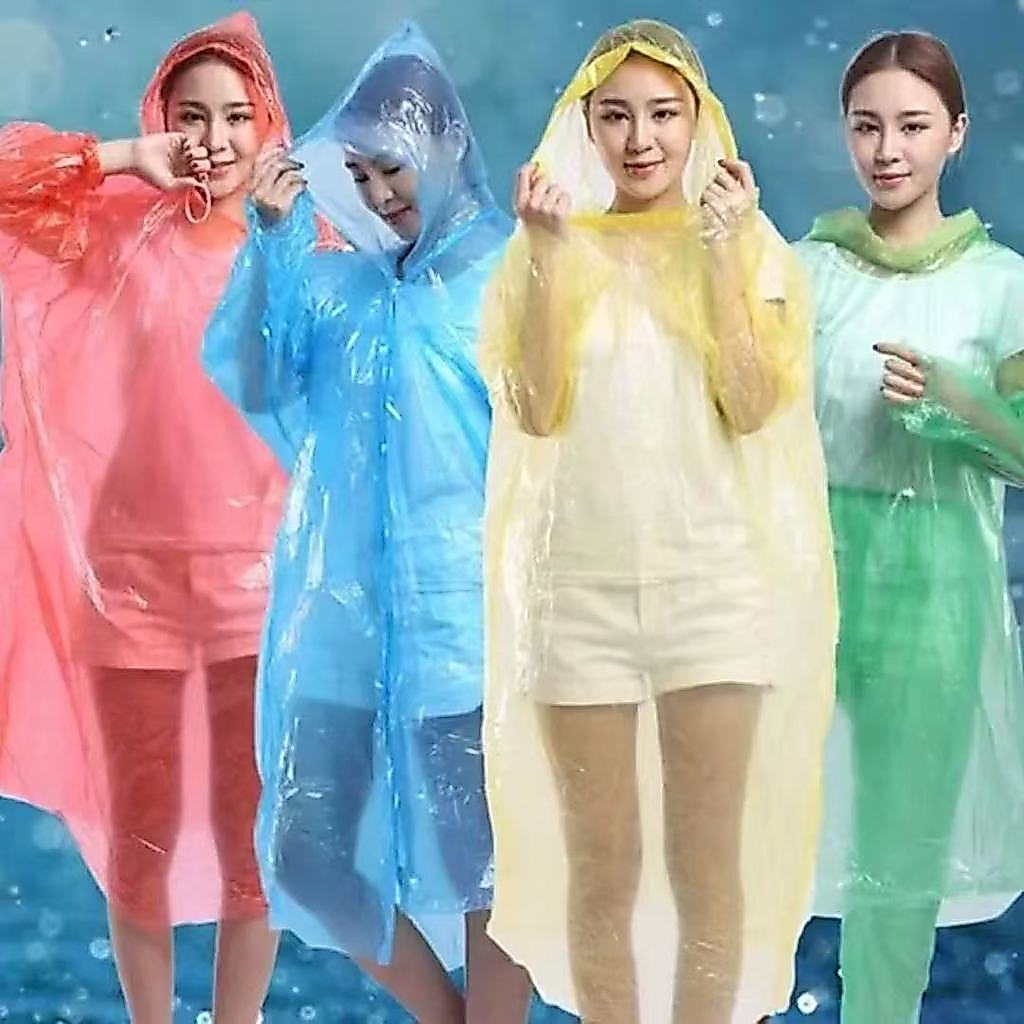 เสื้อกันฝนพลาสติก เสื้อกันฝนใช้แล้วทิ้ง (1ชิ้น) เสื้อกันฝนฉุกเฉินพกง่าย เต็มตัว มีฮู้ด กันฝนได้จริง