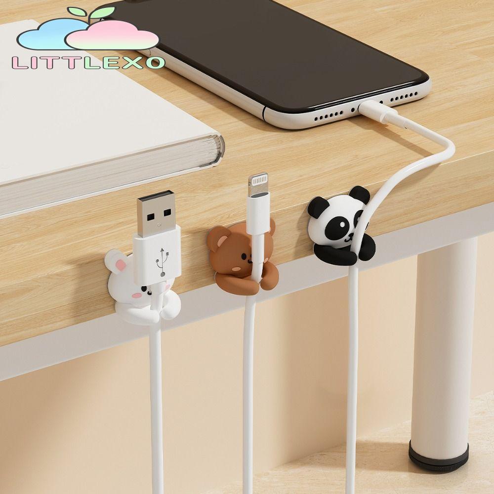 ที่ยึดสายเคเบิล LITTLEX, คลิปหนีบสายเคเบิลแบบมีกาวในตัวออกแบบสัตว์น่ารัก, คลิปหนีบม้วนสายไฟ Organiser เดสก์ท็อปน่ารักชาร์จ