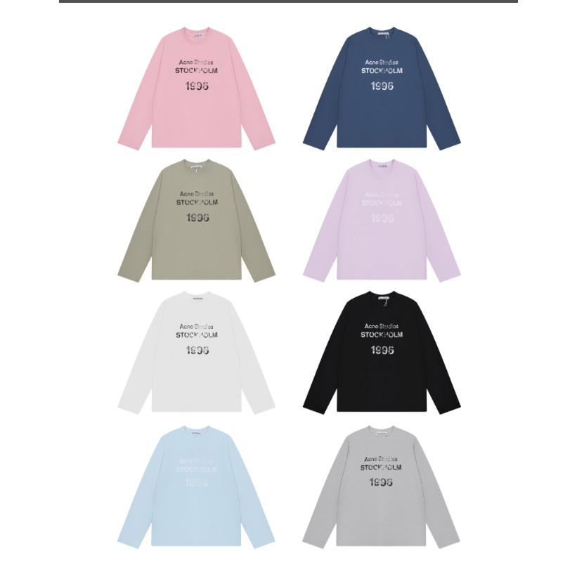 Simple Retro ตัวอักษรจํานวนพิมพ์เสื้อยืดแขนยาวผู้ชายผู้หญิงสไตล์เดียวกันหลวมสบายๆด้านในสวมใส่ด้านนอก Basic Top