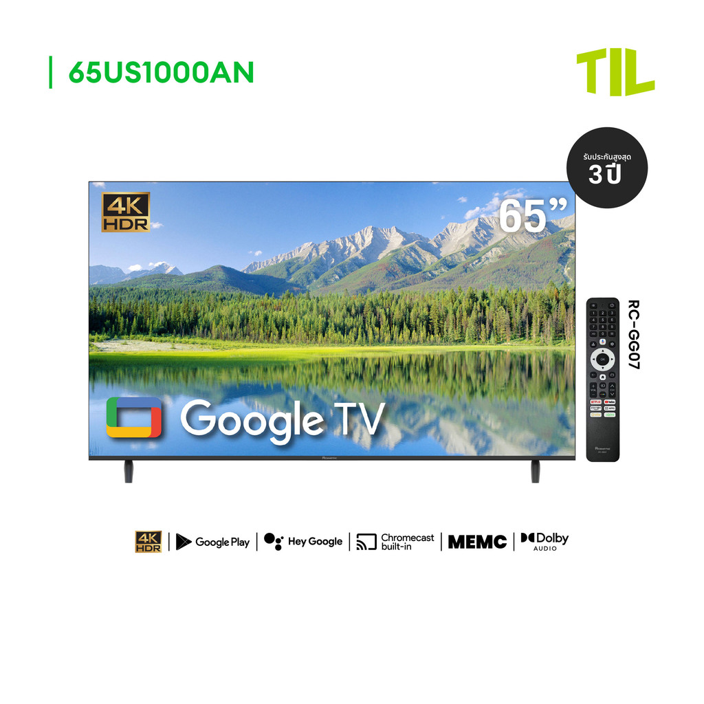 Aconatic ทีวี 65 นิ้ว 4K HDR10 Google TV รุ่น 65US1000AN MEMC, Dolby Audio, Frameless Design
