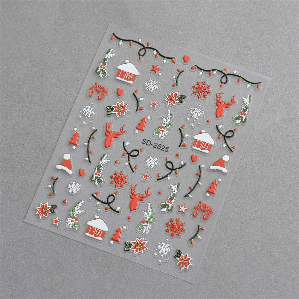 สติกเกอร์ติดเล็บลายคริสต์มาส สีสันสดใส สไตล์คริสต์มาส ลายกวาง สติกเกอร์ติดเล็บลายการ์ตูนสีสวยงาม พื้นผิวเรียบ heby1 - รูปที่ 4