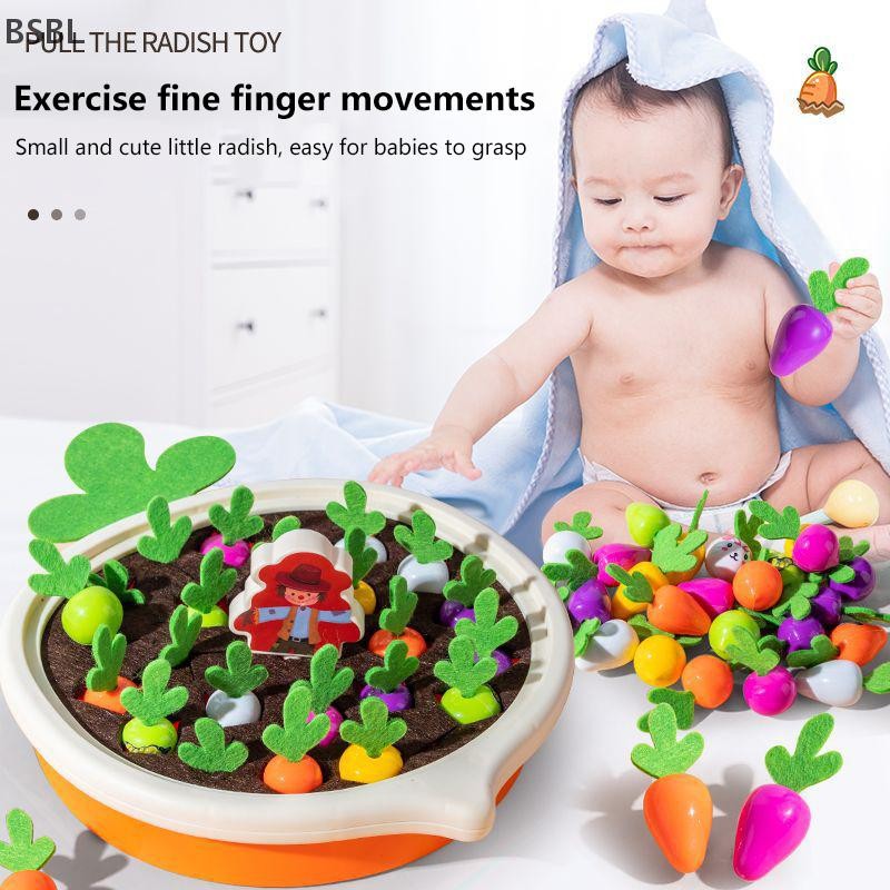 BSBL 1 ชุดผ้าฝ้าย Montessori หัวไชเท้าเกมตุ๊กตาเด็กดึงแครอทปฏิสัมพันธ์ของเล่น Recognizing ของเล่นเพื