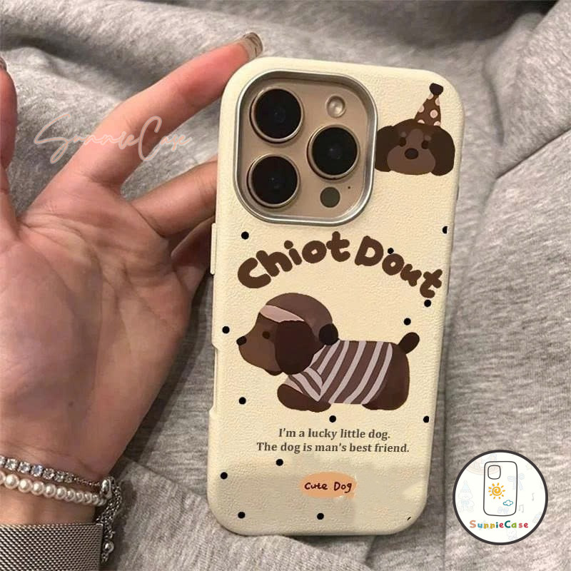 น่ารัก สุนัข เคสไอโฟน เหมาะสำหรับ IPhone 13 11 15 12 16 7 14 Pro Max XS XR X Max 11 7 15 8 Plus เคสโทรศัพท์ที่ทำจากกระจก