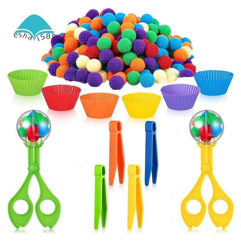 Eshai585Sensory Bin Filler Fine Motor ของเล่น Sensory Bin Filler 2 กล่องเก็บกรรไกรสําหรับการเรียงลํา