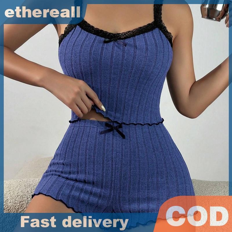 ETH ชุดนอนแอมิโซลขนาด S สำหรับผู้หญิง ลายลูกไม้เซ็กซี่ สวมใส่นอนหรืออยู่บ้าน