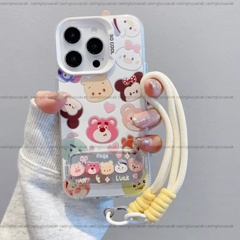 Disney Case + Bracelet + Support Case Oppo A31 RENO4/5/6/7/8T F17PRO A38A3SA5A12EA33A54 A93A94A36A76