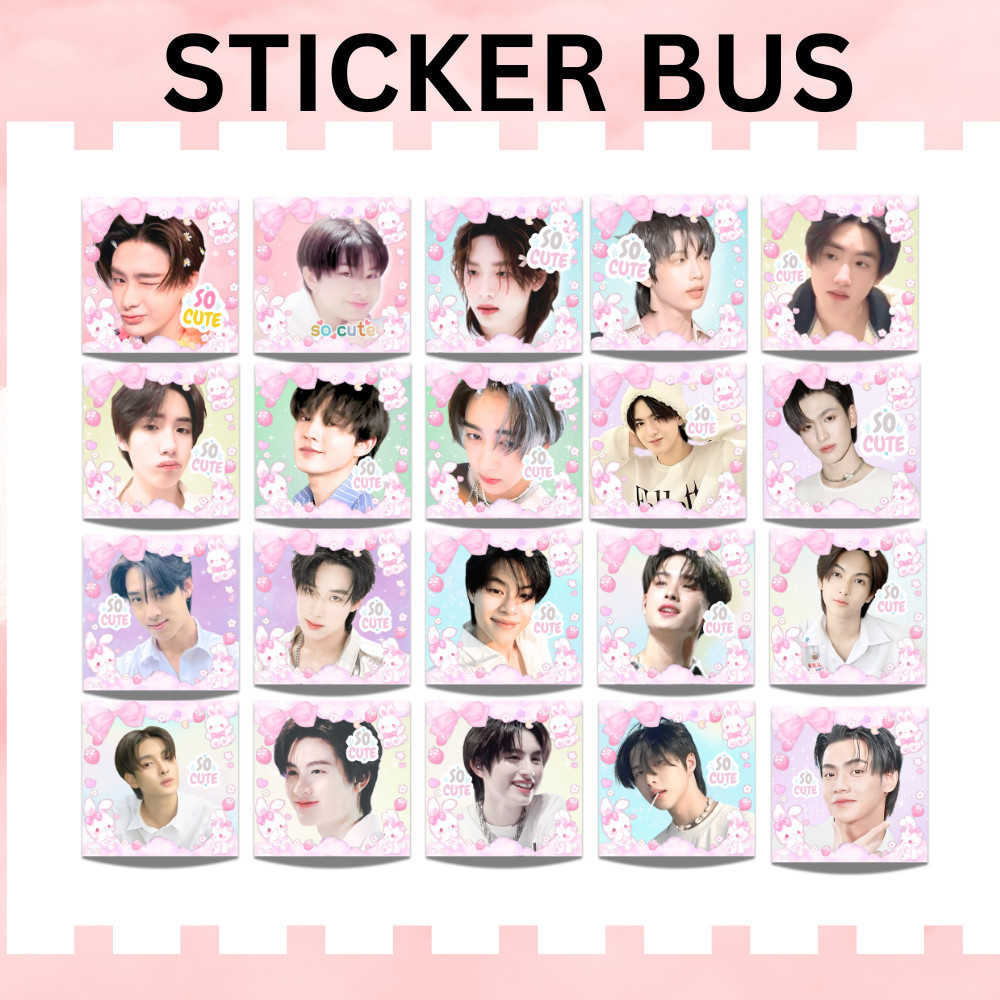 สติ๊กเกอร์ไดคัท น้อง BUS สีสวย คมชัด สีพาสเทล ขนาด 4CM 1 แผ่น 30 ดวง