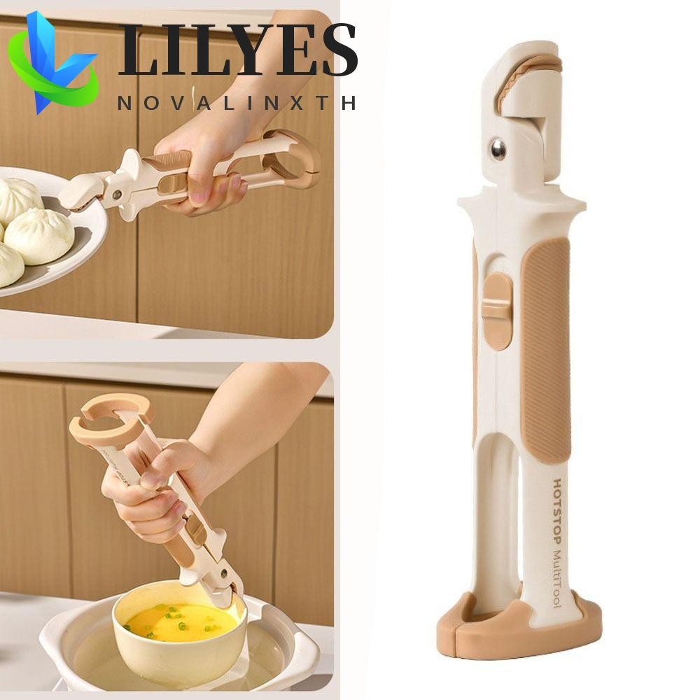 LILYES ที่วางชามป้องกันการลวก, ที่จับจานทนความร้อนกันลื่น, ที่จับซิลิโคนแบบพกพาหนาฉนวนกันความร้อน 2-in-1 คลิปชามไมโครเวฟ