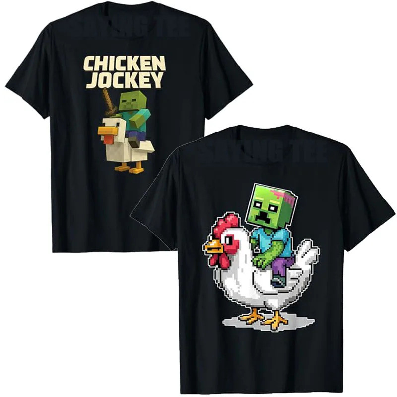 ตลก Jockey พิกเซลขี่ไก่ Jockey บนไก่คนรักเสื้อยืด Vintage ไก่ Jockey วิดีโอ Gamer Y2k ออกแบบชุดกราฟิ