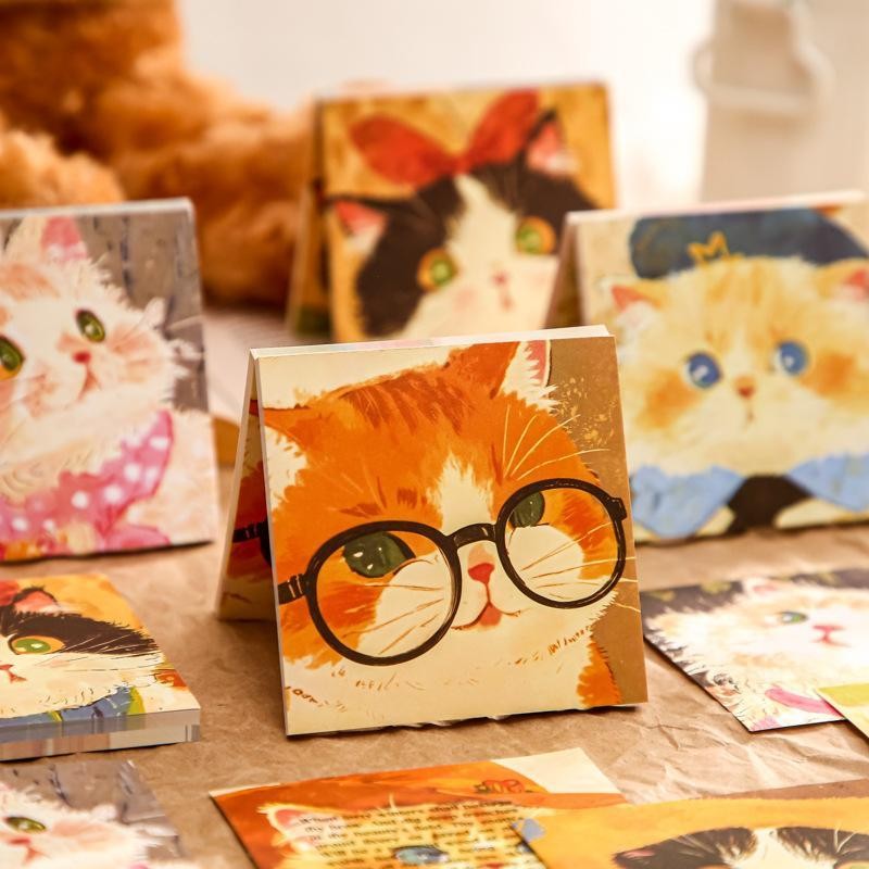 Cat Sticky Note Pad A Spoon Meow Sauce Note Paper Illustration Double Enjoy High-value Mr. กระดาษ กา