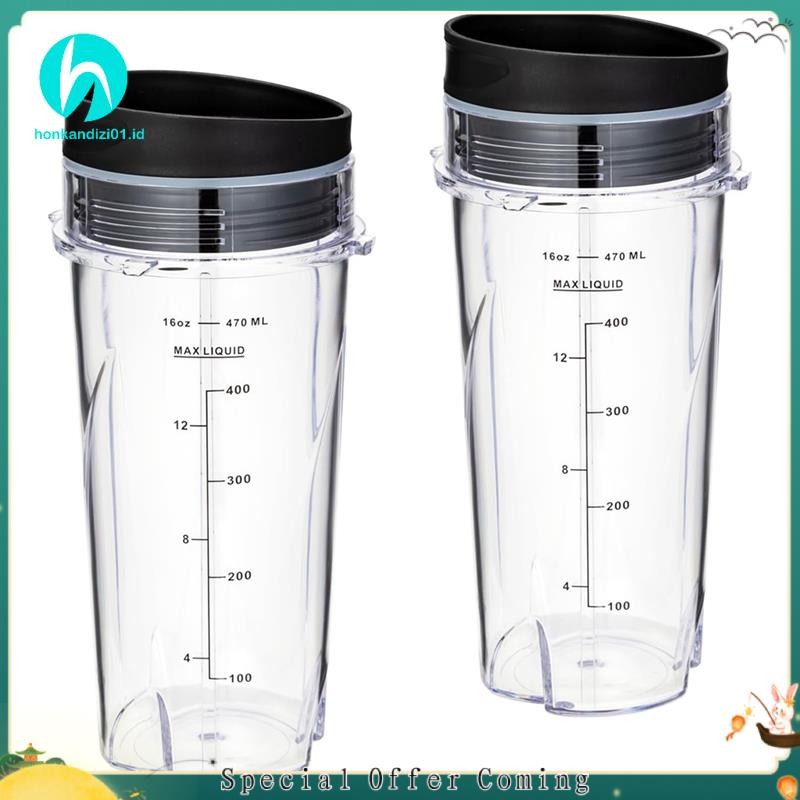 honkandizi01.th ถ้วยทดแทน16Oz สําหรับ QB3001SS Fit Compact Personal Blender, พร้อมฝาปิด- 2 แพ็ค
