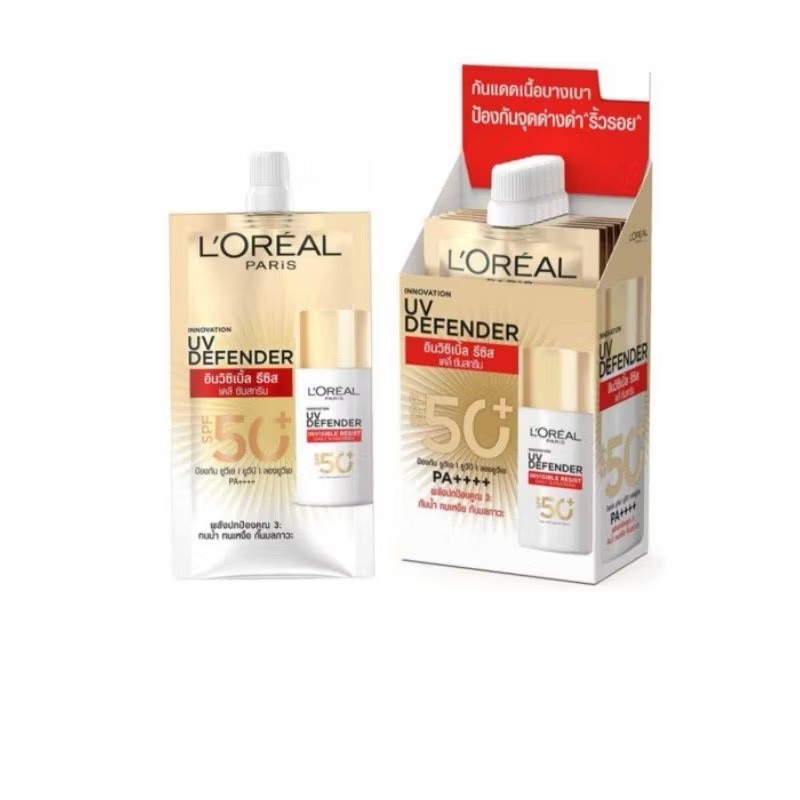 [ของแท้ร้านบริษัท ไลฟ์ลด 50%]1กล่องx6 L'Oreal ลอรีอัล ปารีส ยูวี ดีเฟนเดอร์ อินวิซิเบิ้ล ซันสกรีน