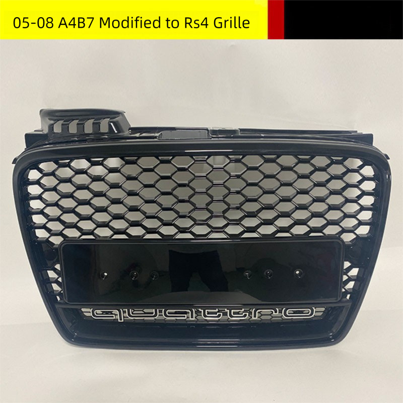 กระจังหน้าที่ปรับแต่งสำหรับ Audi A4 รุ่น B7 ปี 05-08 กระจังหน้าแบบรังผึ้ง RS4 ฝาครอบหม้อน้ำ 15270