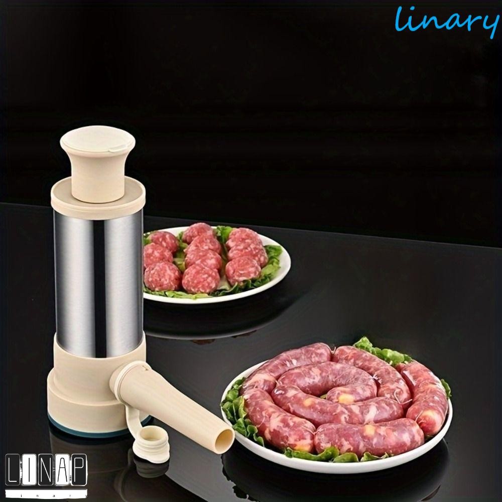 CULINARYHV เครื่องไส้กรอกแบบแมนนวล, สแตนเลสพร้อมกระบอกใส่ไส้กรอกหัวฉีด 4 อัน, ทนทานทําด้วยมือสะดวกอาหารเกรดไส้กรอกเนื้อ Stuffer ของขวัญที่สมบูรณ์แบบ